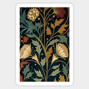 Floral Garden Botanical Print with Fall Gold Flowers and Leaves Sticker